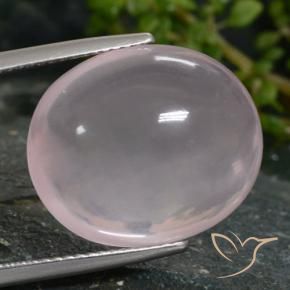 Quartz rose Rose clair naturelle ovale, 16.28 ct, Translucide