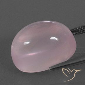 Quartz rose Rose corail naturelle ovale, 21.24 ct, Transparent