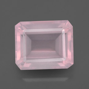 Quartz rose rose naturelle taille émeraude, 6,30 ct, transparent