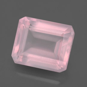 Quartz rose rose naturelle taille émeraude, 6,30 ct, transparent