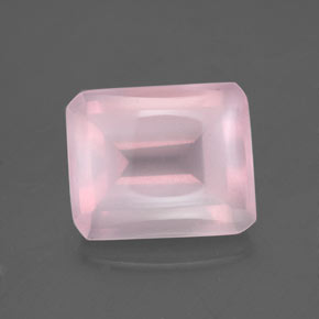 Quartz rose rose naturelle taille émeraude, 5,66 ct, transparent