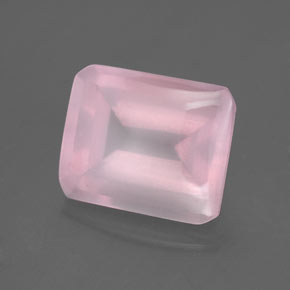 Quartz rose rose naturelle taille émeraude, 5,66 ct, transparent