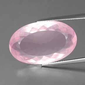 Quartz rose rose naturelle coupe ovale, 20,77 ct, transparent