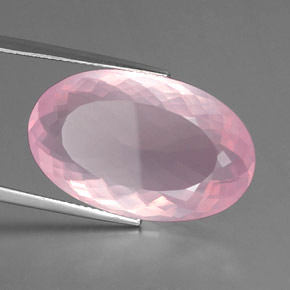 Quartz rose rose naturelle coupe ovale, 20,77 ct, transparent