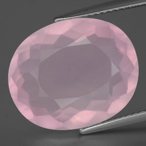 Quartz rose rose naturelle coupe ovale, 11,44 ct, transparent