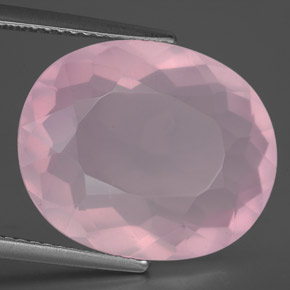 Quartz rose rose naturelle coupe ovale, 11,44 ct, transparent