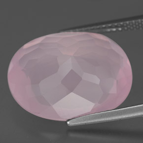 Quartz rose rose naturelle coupe ovale, 11,44 ct, transparent