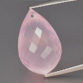 Quartz rose rose naturelle briolette, 16,26 ct, transparent