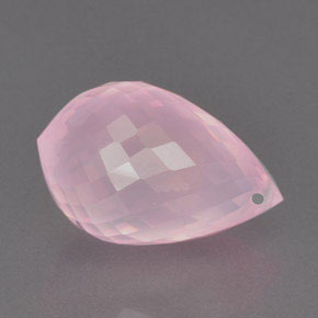 Quartz rose rose naturelle briolette, 16,26 ct, transparent