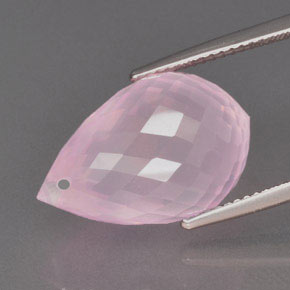 Quartz rose rose naturelle briolette, 16,26 ct, transparent