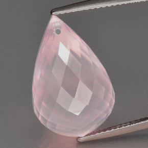 Quartz rose rose naturelle briolette, 16,94 ct, transparent