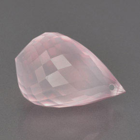 Quartz rose rose naturelle briolette, 16,94 ct, transparent