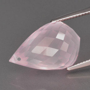 Quartz rose rose naturelle briolette, 16,94 ct, transparent