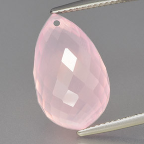 Quartz rose rose naturelle briolette, 13,53 ct, transparent