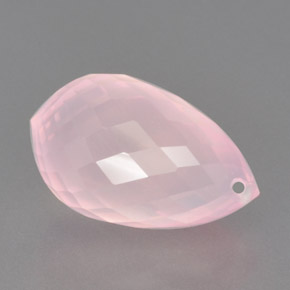 Quartz rose rose naturelle briolette, 13,53 ct, transparent