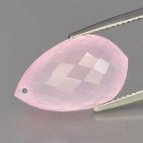 Quartz rose rose naturelle briolette, 13,53 ct, transparent