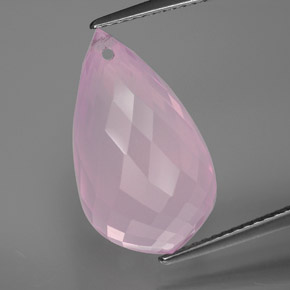 Quartz rose rose naturelle briolette, 13,07 ct, transparent