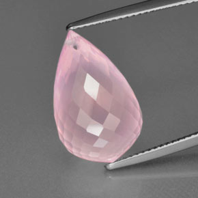Quartz Rose Rose rosé moyen naturelle Briolette, 12.76 ct, Transparent