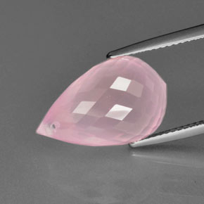 Quartz Rose Rose rosé moyen naturelle Briolette, 12.76 ct, Transparent