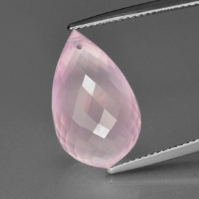 Quartz rose rose naturelle briolette, 13,04 ct, transparent