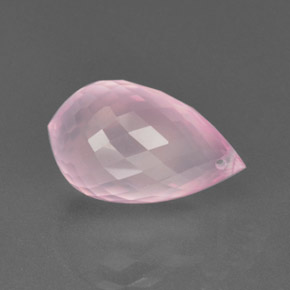 Quartz rose rose naturelle briolette, 13,04 ct, transparent