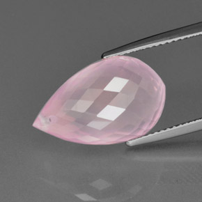 Quartz rose rose naturelle briolette, 13,04 ct, transparent