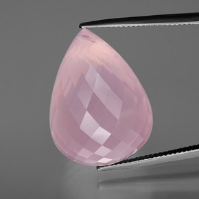 Quartz rose rose naturelle briolette, 49,05 ct, transparent
