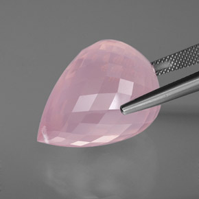 Quartz rose rose naturelle briolette, 49,05 ct, transparent