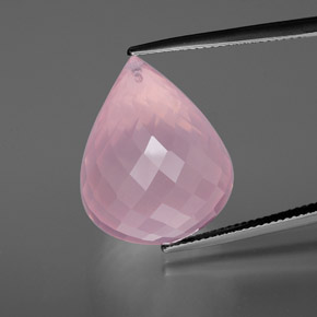 Quartz rose rose naturelle briolette, 37,97 ct, transparent