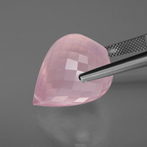 Quartz rose rose naturelle briolette, 37,97 ct, transparent