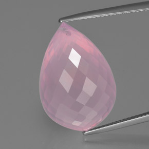 Quartz rose rose naturelle briolette, 33,95 ct, transparent