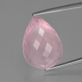 Quartz rose rose naturelle briolette, 25,35 ct, transparent