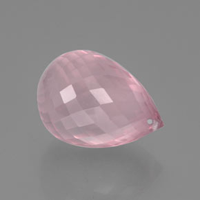 Quartz rose rose naturelle briolette, 25,35 ct, transparent