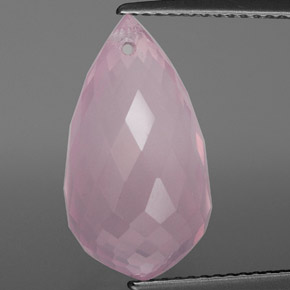 Quartz rose rose naturelle briolette, 9,42 ct, transparent