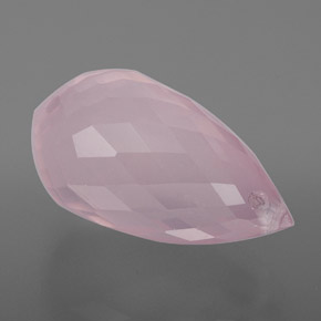 Quartz rose rose naturelle briolette, 9,42 ct, transparent