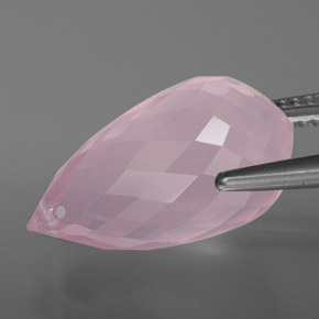 Quartz rose rose naturelle briolette, 9,42 ct, transparent