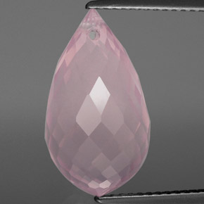 Quartz Rose Rose naturelle Briolette, 9.33 ct, Transparent