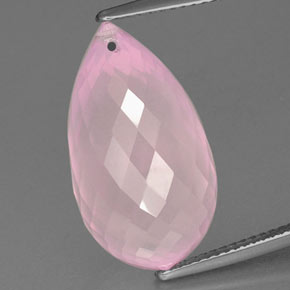 Quartz Rose Rose moyen naturelle Briolette, 18.18 ct, Transparent