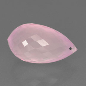 Quartz Rose Rose moyen naturelle Briolette, 18.18 ct, Transparent
