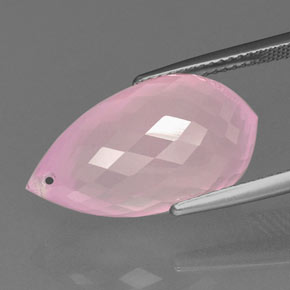 Quartz Rose Rose moyen naturelle Briolette, 18.18 ct, Transparent