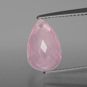 Quartz Rose Rose rosé moyen naturelle Briolette, 4.03 ct, Transparent