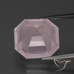 Quartz rose Rose moyen naturelle Octogone / coupe Émeraude, 15.10 ct, Transparent