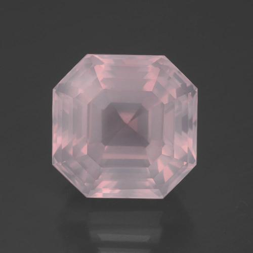 Quartz rose rose naturelle taille émeraude, 14,17 ct, transparent