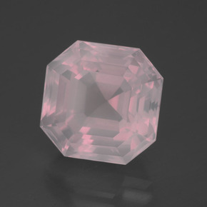 Quartz rose rose naturelle taille émeraude, 14,17 ct, transparent