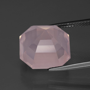Quartz rose rose naturelle taille émeraude, 14,17 ct, transparent