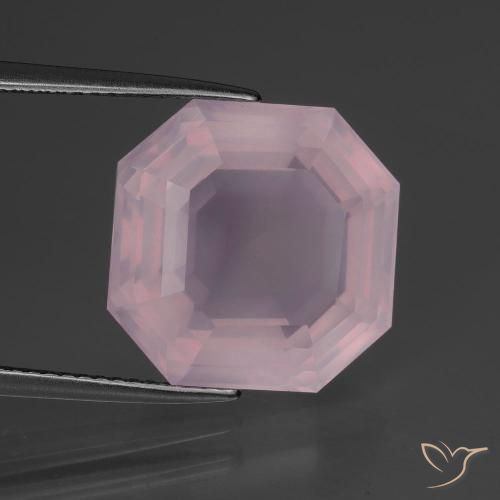 12.26ct Naturel Rose clair Quartz Rose, Taille émeraude, Transparent