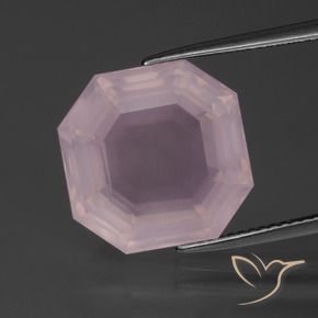 Quartz rose Rose clair naturelle Octogone / coupe Émeraude, 12.26 ct, Transparent