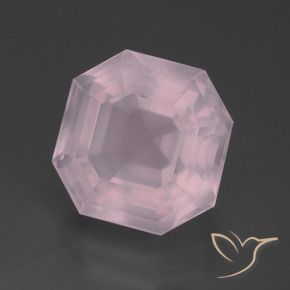 Quartz rose Rose bubblegum naturelle Octogone / coupe Émeraude, 13.89 ct, Transparent