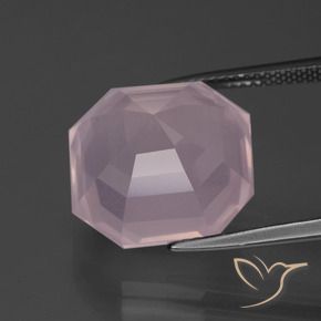 Quartz rose Rose bubblegum naturelle Octogone / coupe Émeraude, 13.89 ct, Transparent