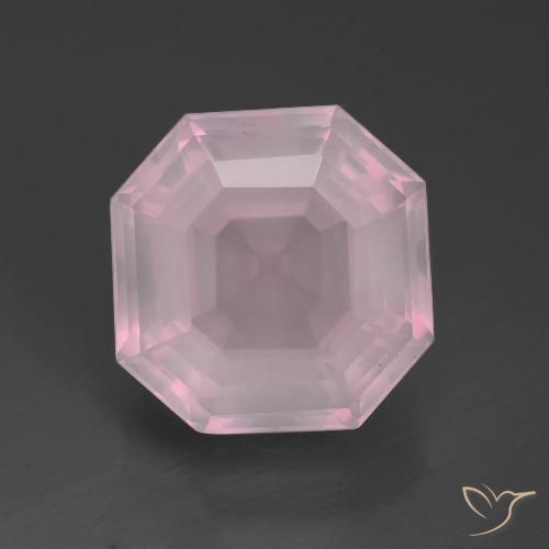 Quartz Rose Rose rosé moyen naturelle Taille émeraude, 12.46 ct, Transparent